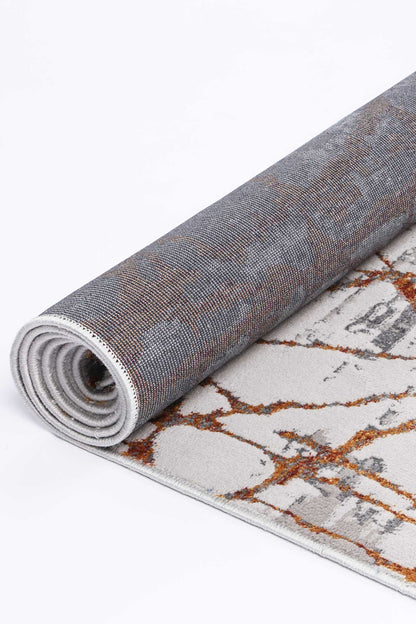 Motifera James Grey & Orange Geometric Rug