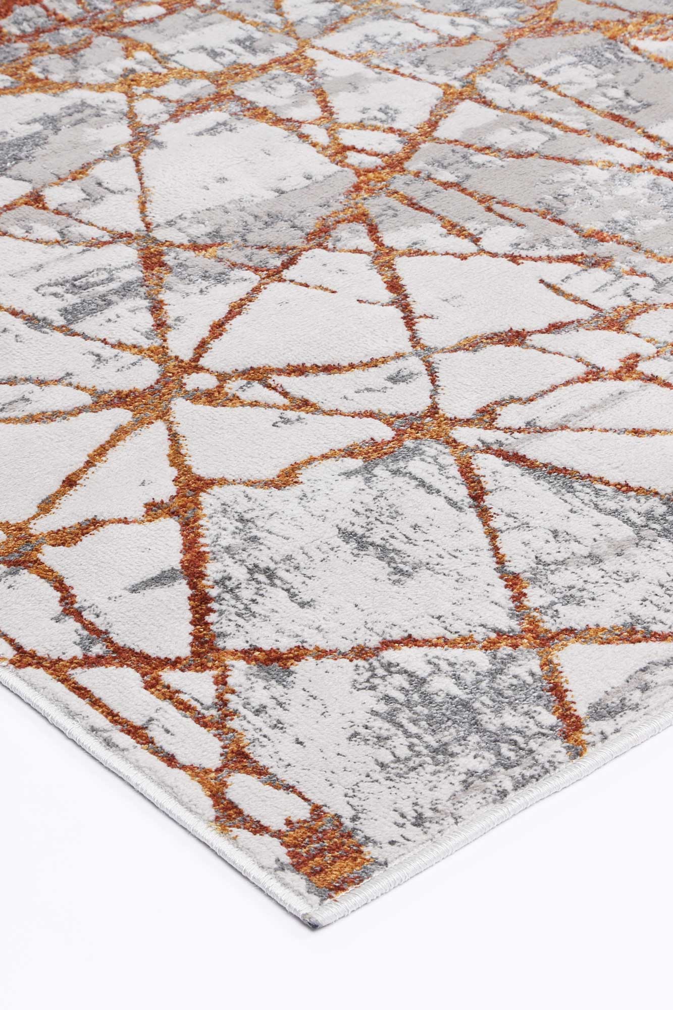 Motifera James Grey & Orange Geometric Rug