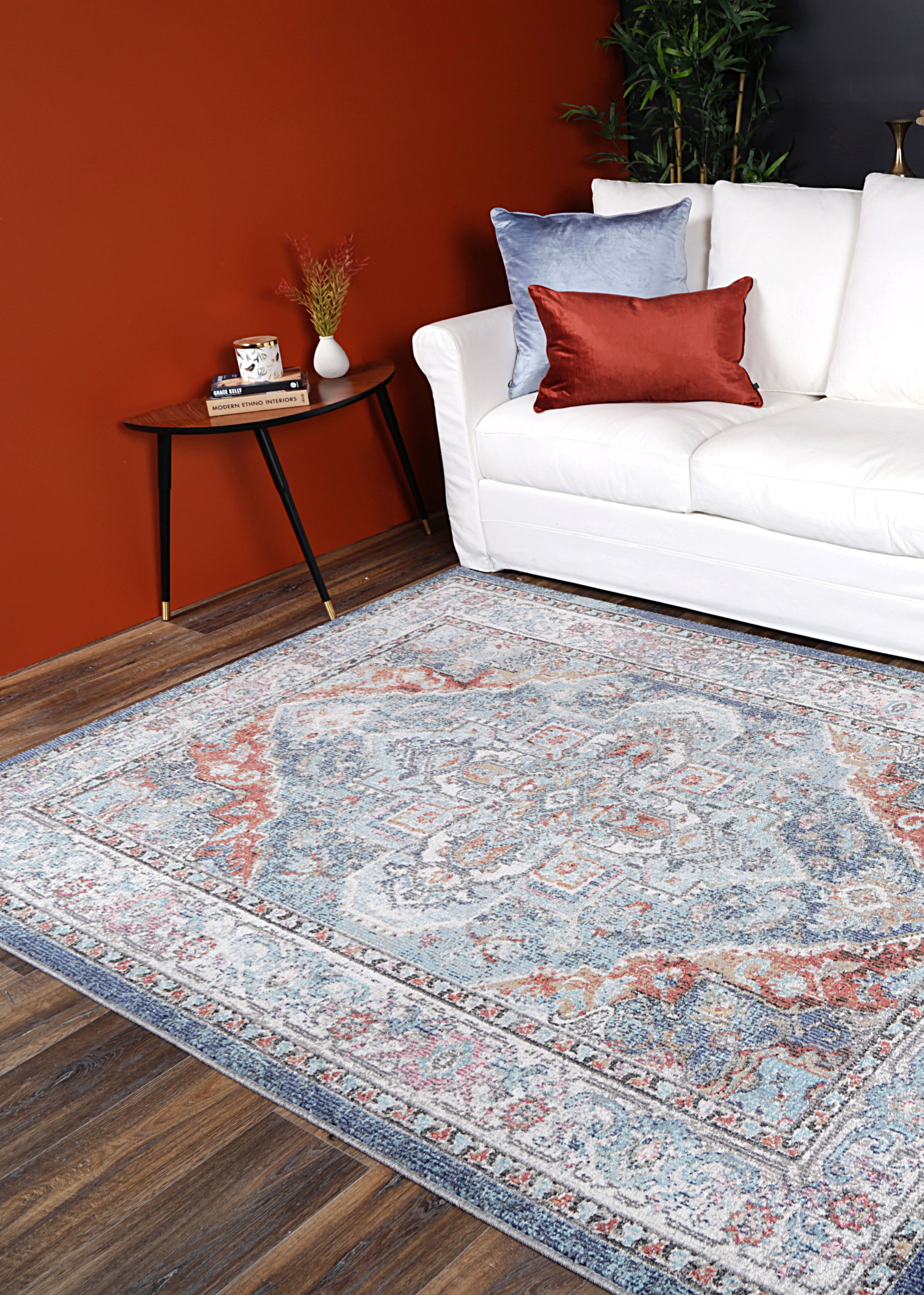 Glenmere Maykel Blue & Terracotta Transitional Rug