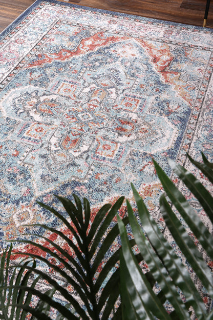 Glenmere Maykel Blue & Terracotta Transitional Rug