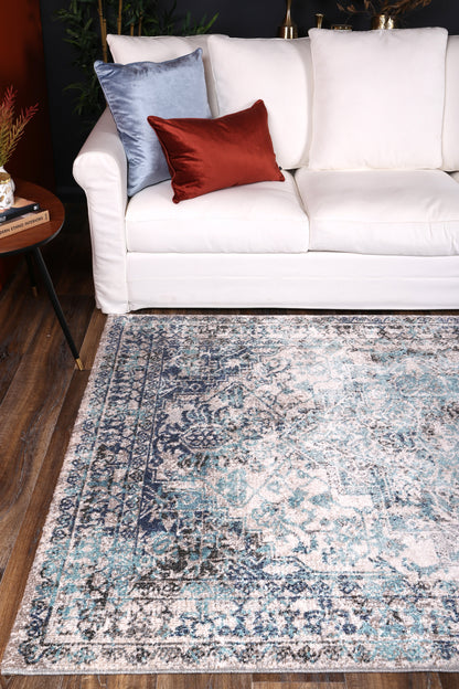 Glenmere Adrianita Ivory & Blue Transitional Rug