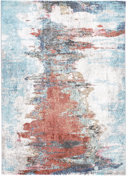 Glenmere Jorge Blue & Terracotta Abstract Rug