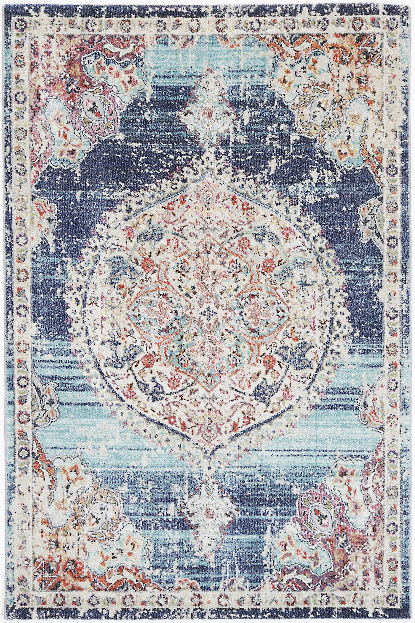 Glenmere Hollow Medalion Transitional Navy & Multi Rug
