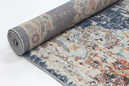 Glenmere Hollow Medalion Transitional Navy & Multi Rug
