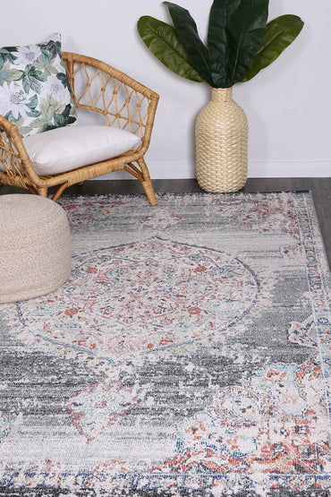 Glenmere Hollow Medalion Transitional Grey Rug