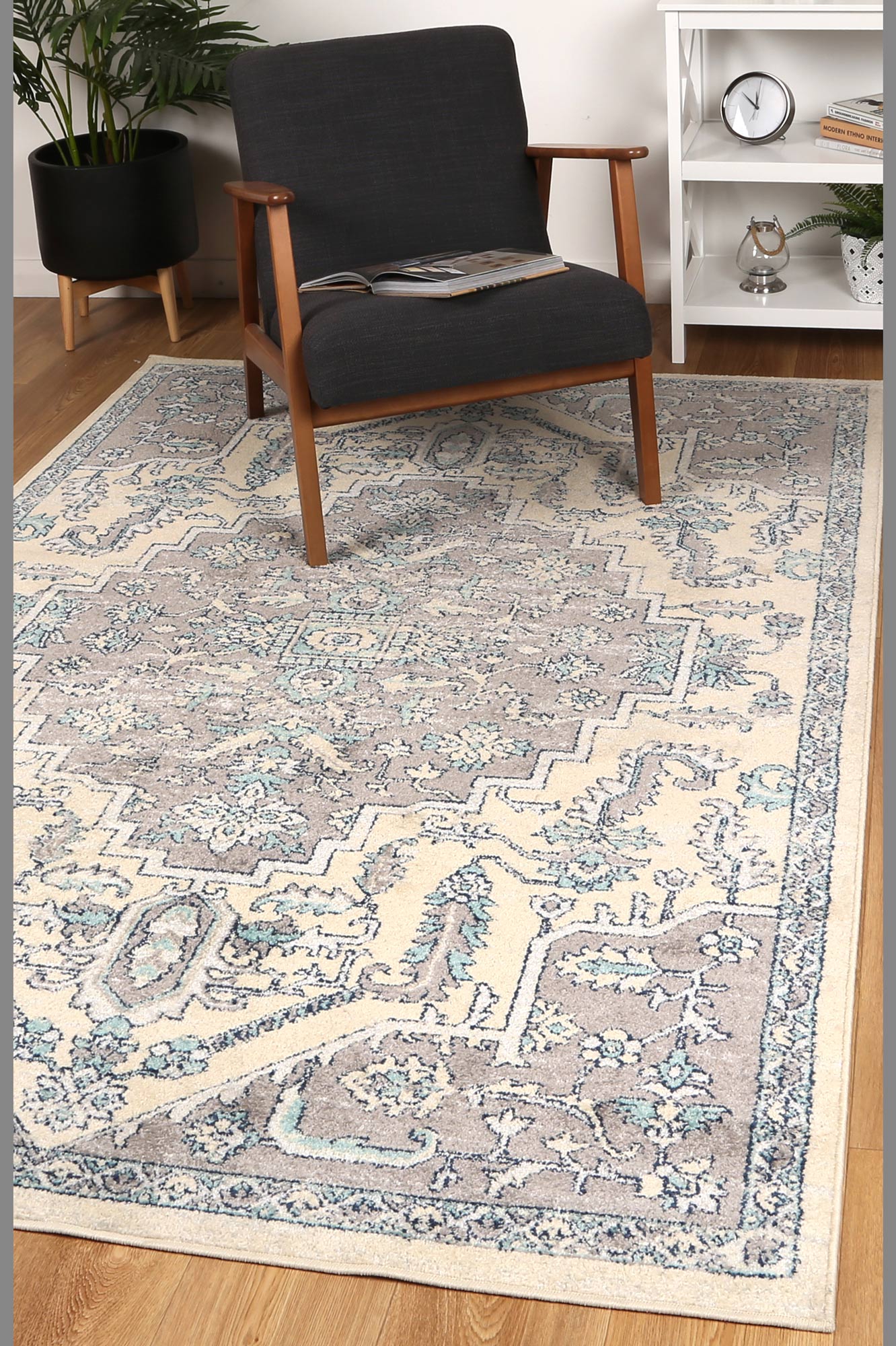 Roselle Avola Grey & Blue Transitional Rug