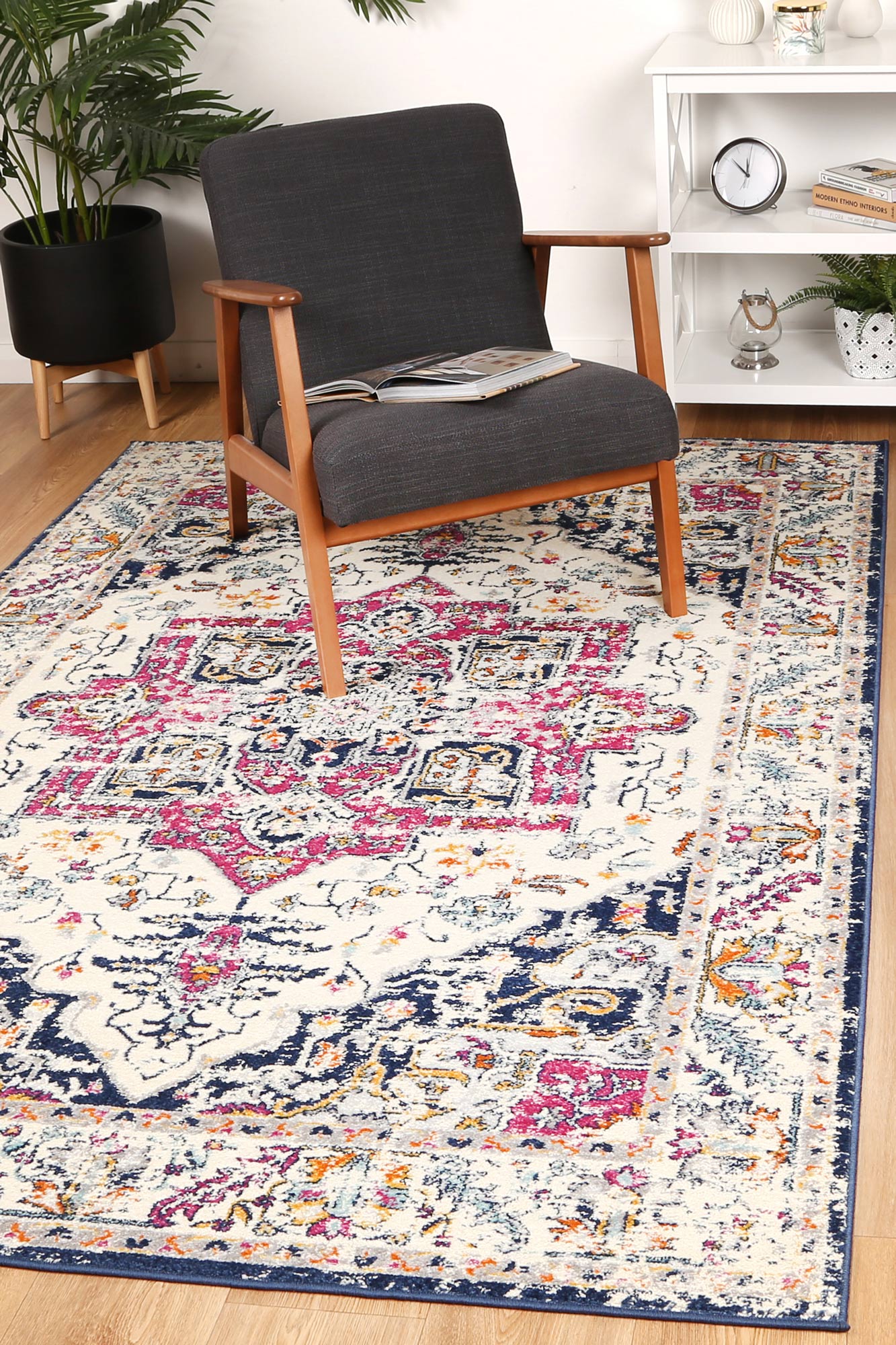 Roselle Nicosia Navy & Pink Transitional Rug