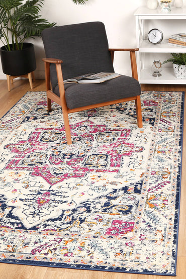 Roselle Nicosia Navy & Pink Transitional Rug