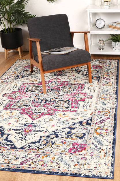 Roselle Nicosia Navy & Pink Transitional Rug