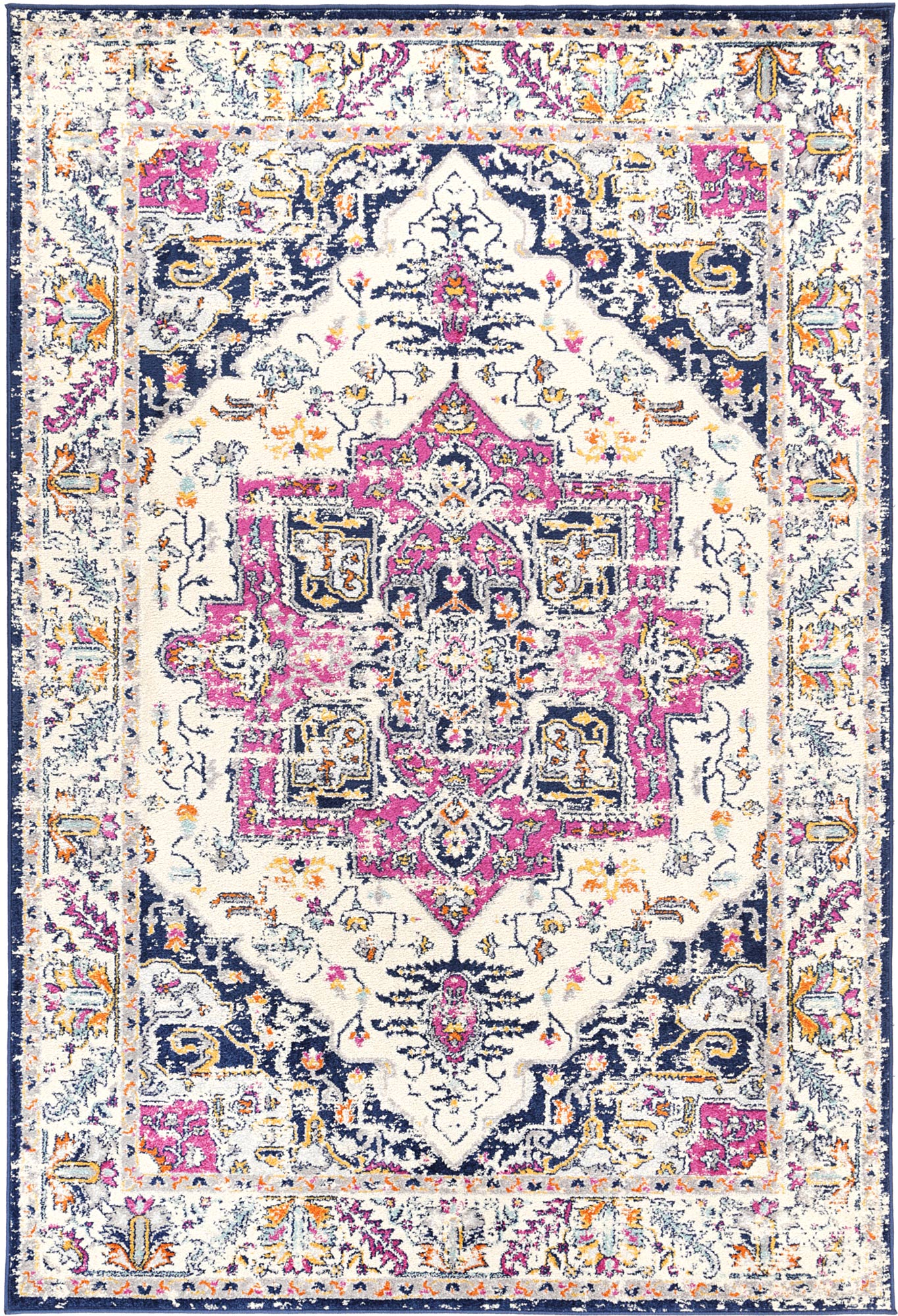 Roselle Nicosia Navy & Pink Transitional Rug