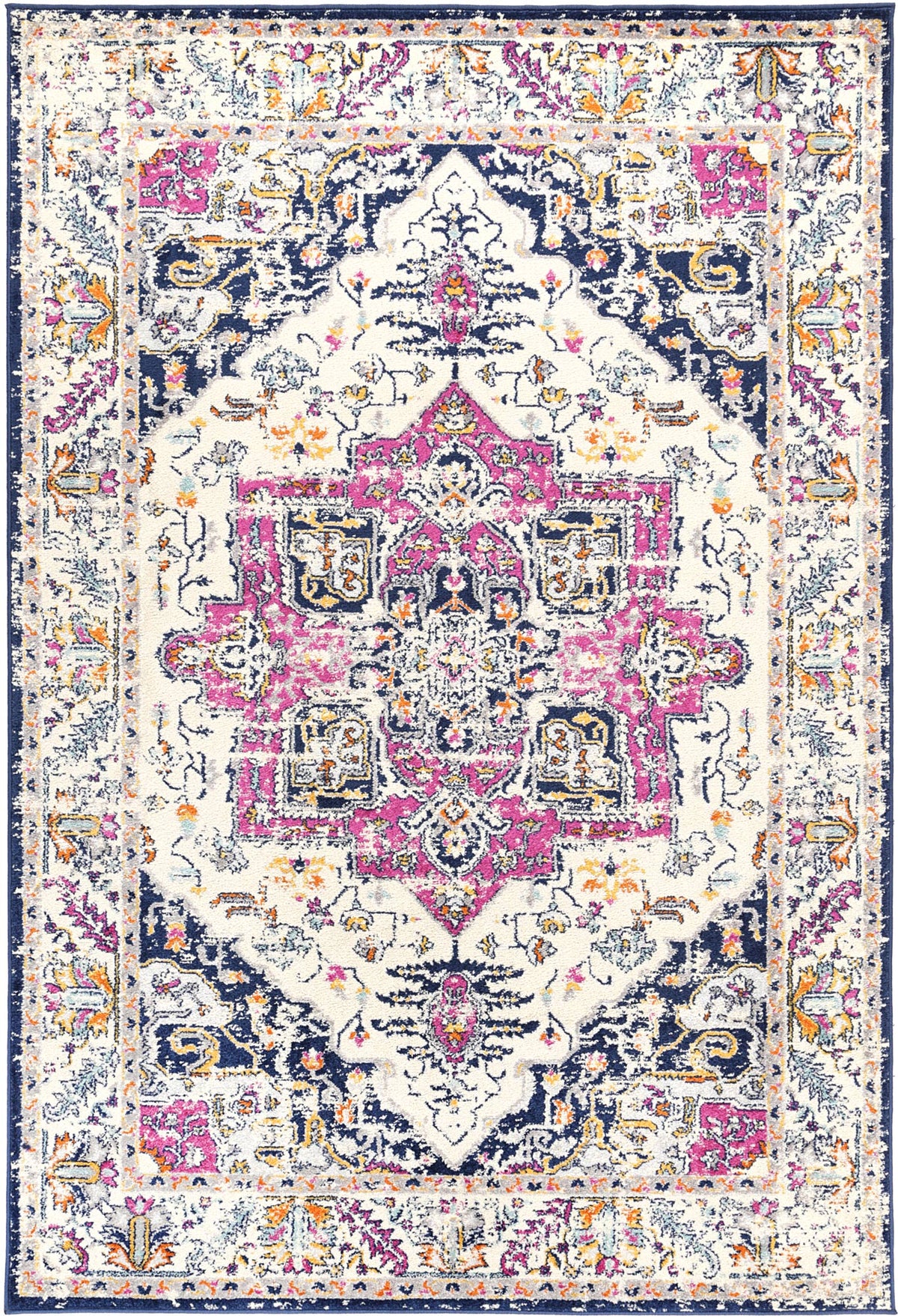 Roselle Nicosia Navy & Pink Transitional Rug
