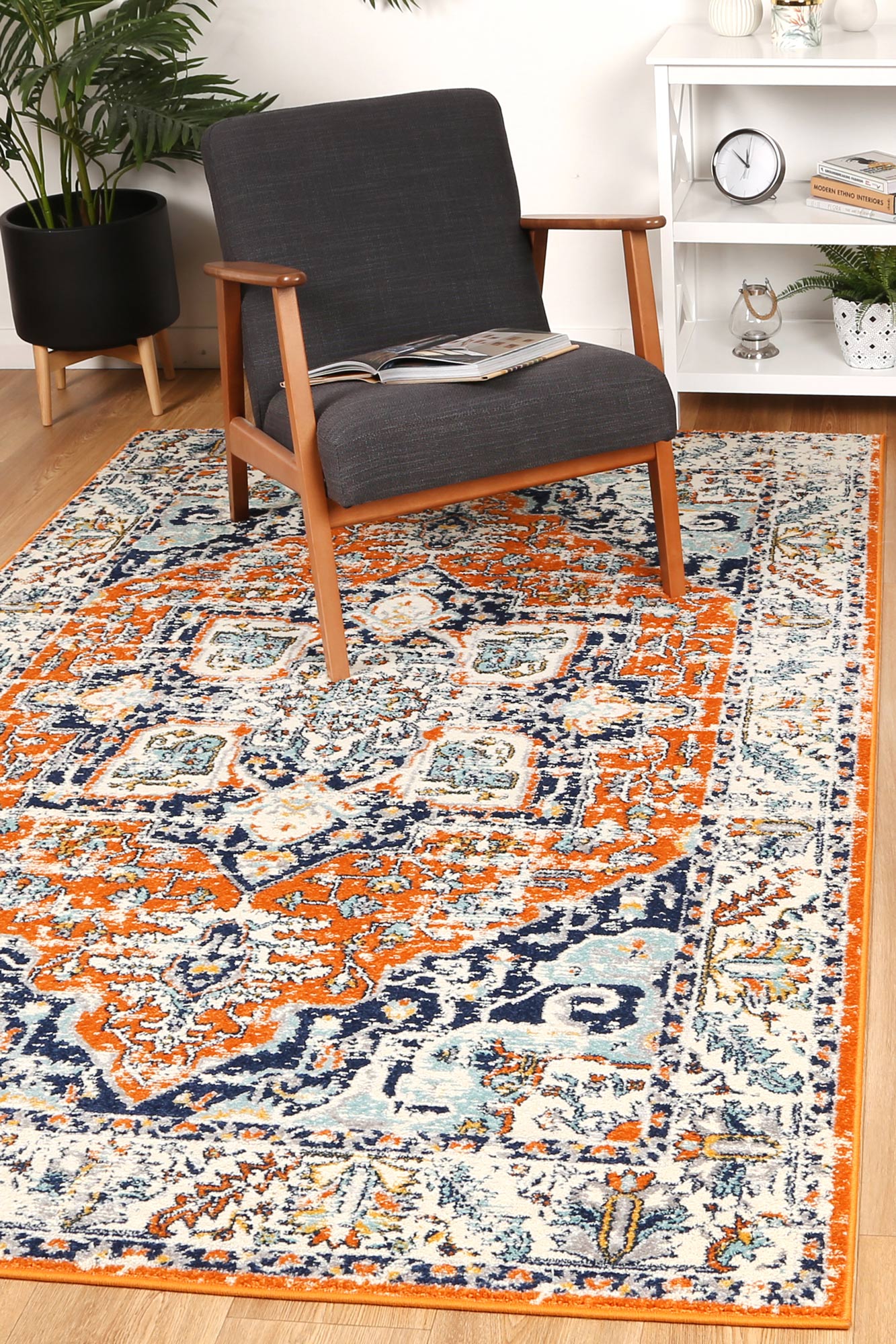 Roselle Messina Orange & Blue Transitonal Rug