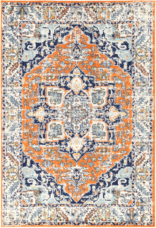 Roselle Messina Orange & Blue Transitonal Rug