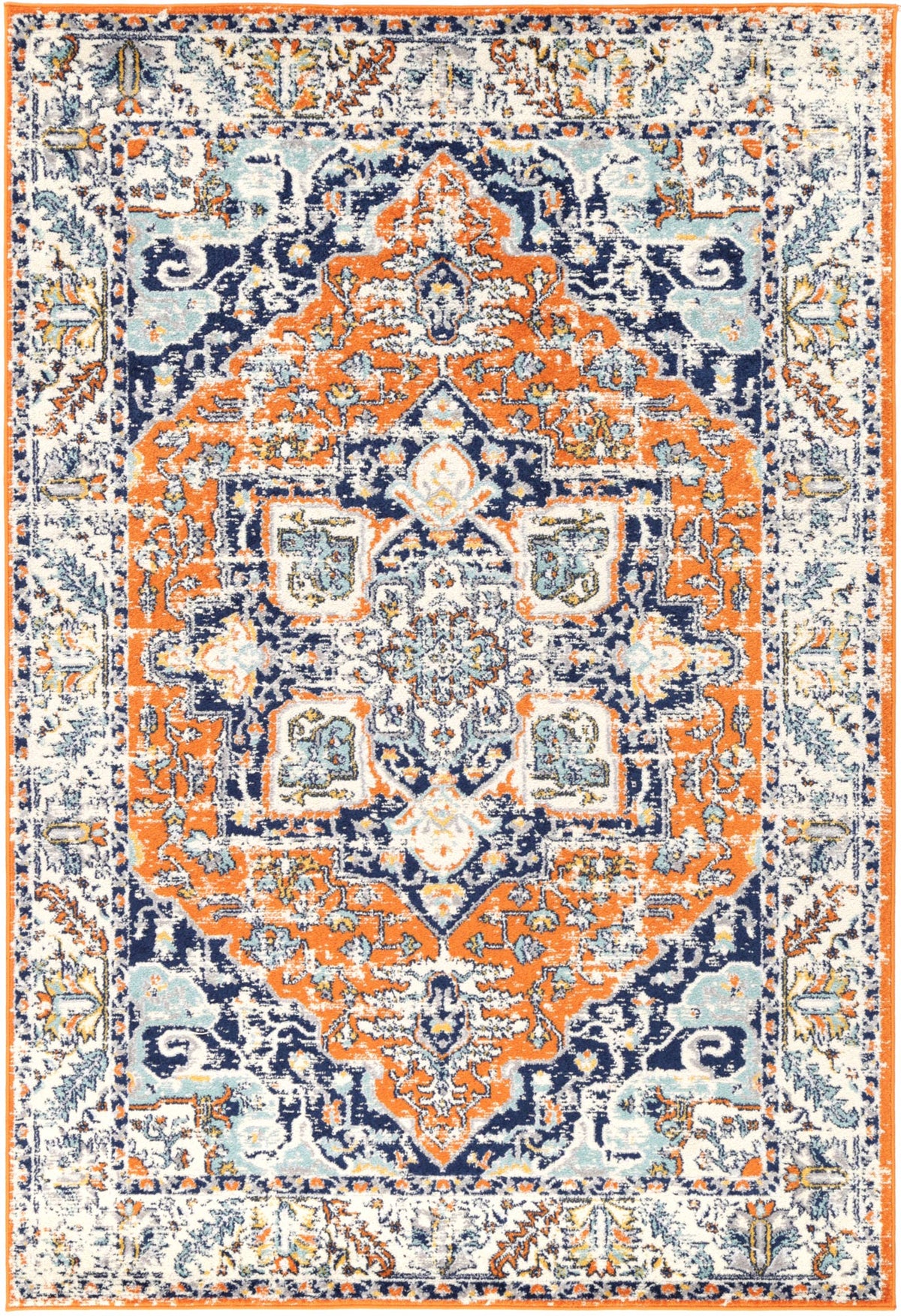 Roselle Messina Orange & Blue Transitonal Rug