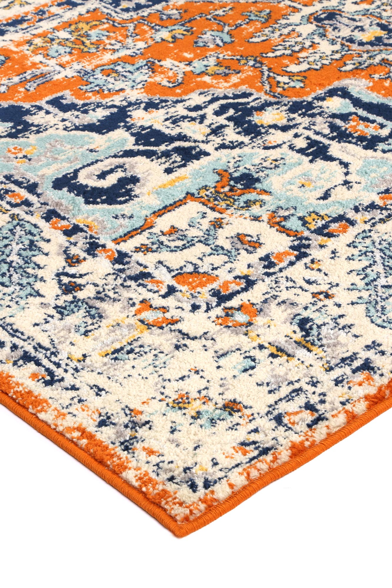 Roselle Messina Orange & Blue Transitonal Rug