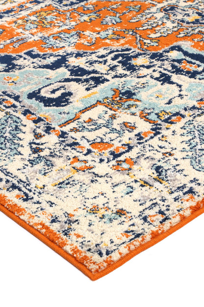 Roselle Messina Orange & Blue Transitonal Rug