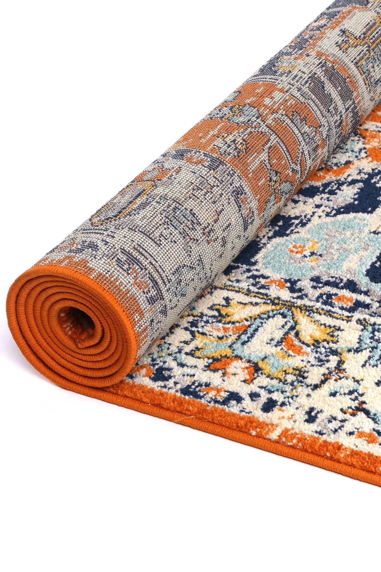 Roselle Messina Orange & Blue Transitonal Rug
