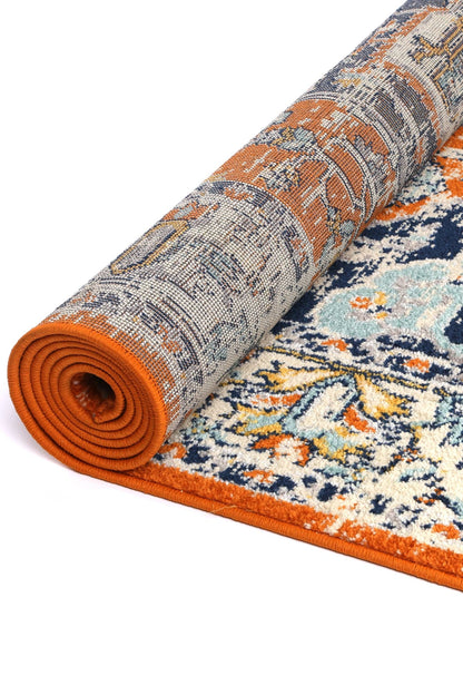Roselle Messina Orange & Blue Transitonal Rug