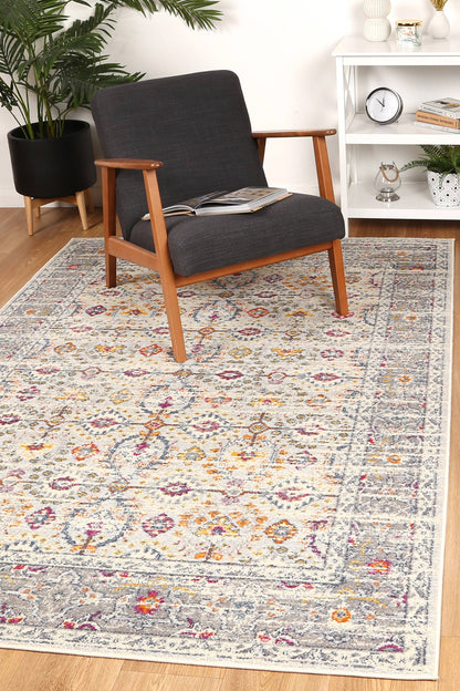 Roselle Ferla Grey & Multi Transitional Rug