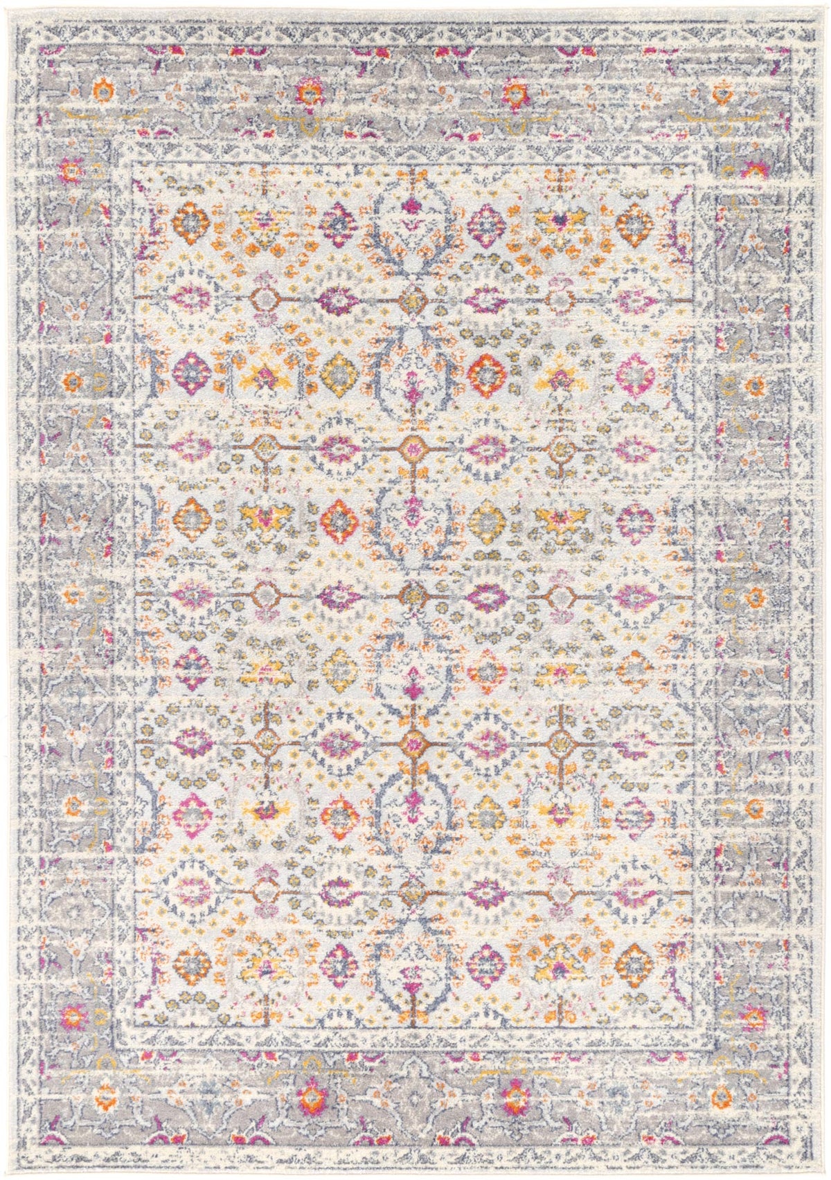 Roselle Ferla Grey & Multi Transitional Rug