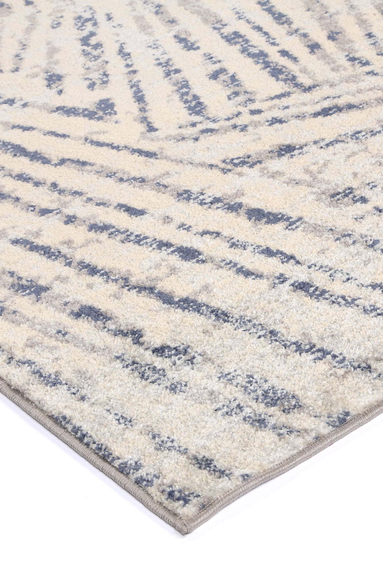 Roselle Ferraro Ivory & Blue Geometric Rug