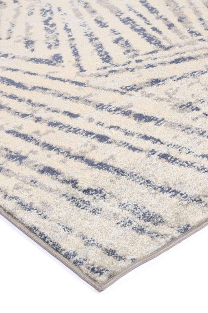 Roselle Ferraro Ivory & Blue Geometric Rug