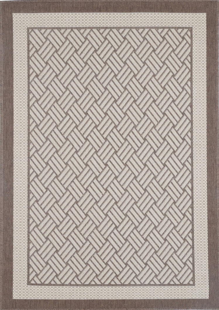 Briarwood Beige Geometric Ikat Bordered Rug