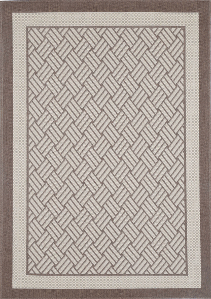 Briarwood Beige Geometric Ikat Bordered Rug