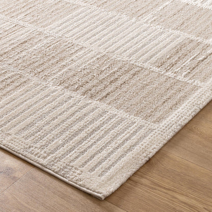 Ashen Modern Stripes Grey and Beige Rug - T100
