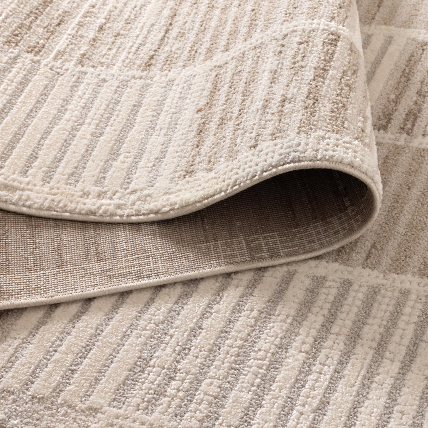 Ashen Modern Stripes Grey and Beige Rug - T100