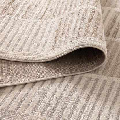Ashen Modern Stripes Grey and Beige Rug - T100