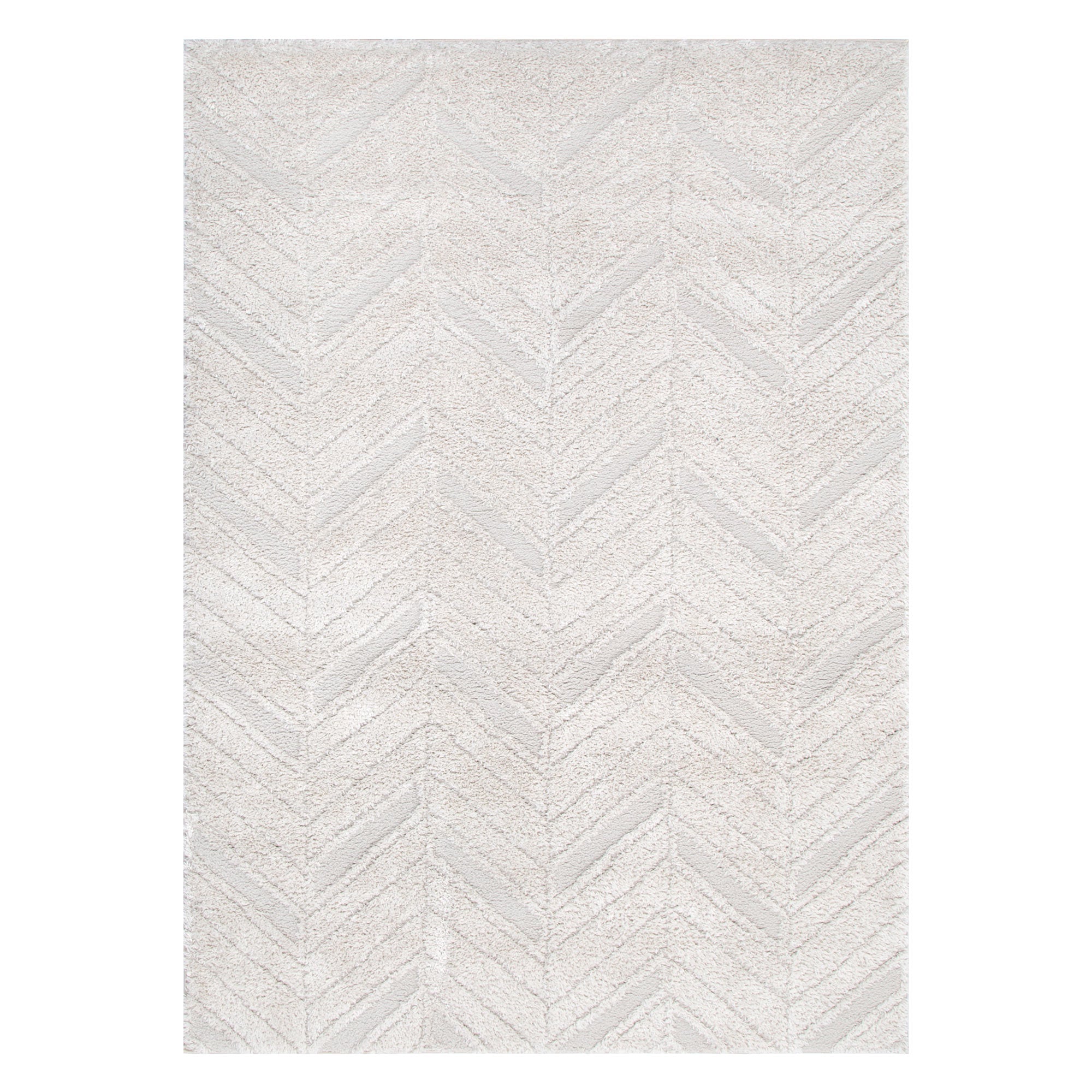 Pebble Chevron Beige Shag Rug