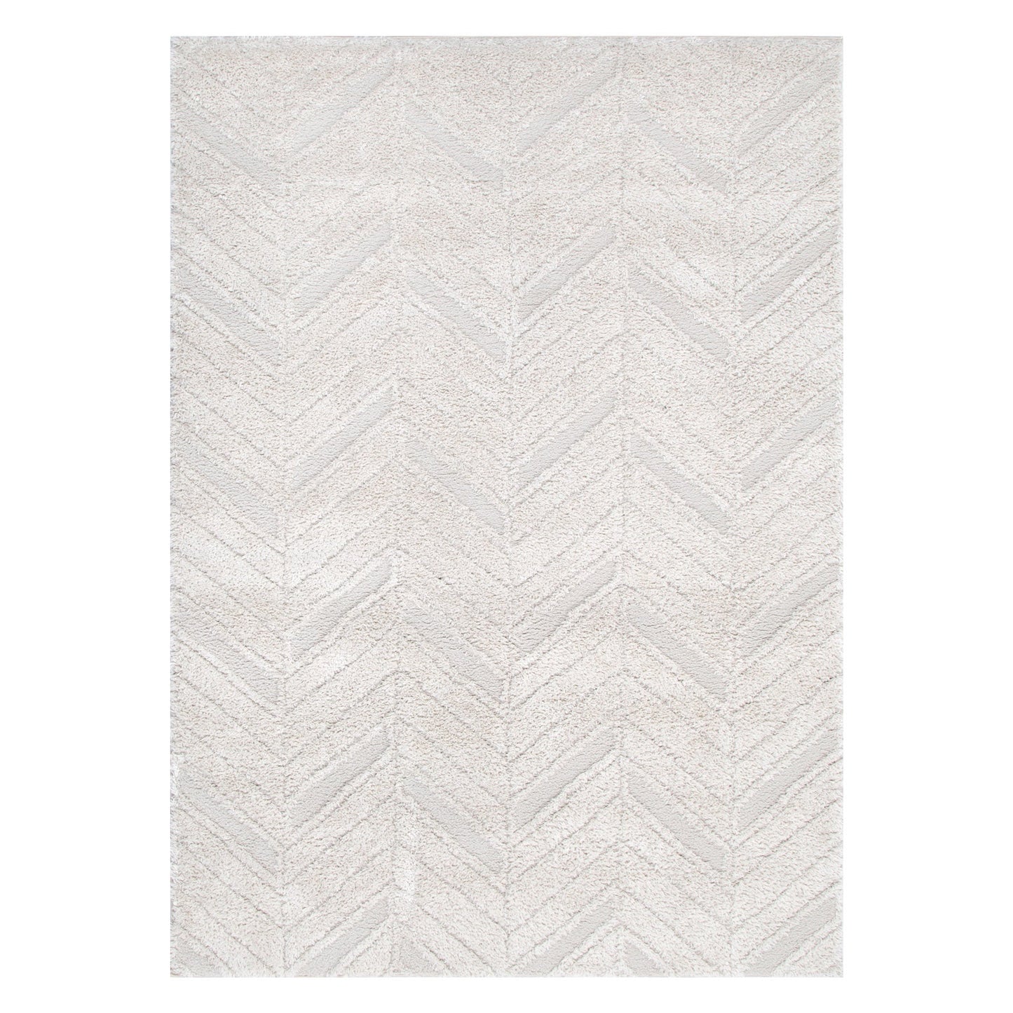 Pebble Chevron Beige Shag Rug