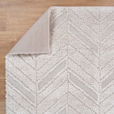 Pebble Chevron Beige Shag Rug