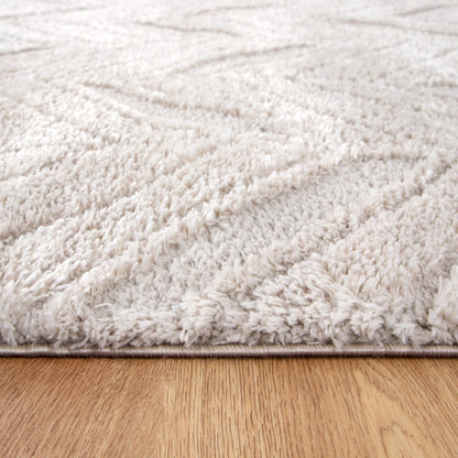 Pebble Chevron Beige Shag Rug