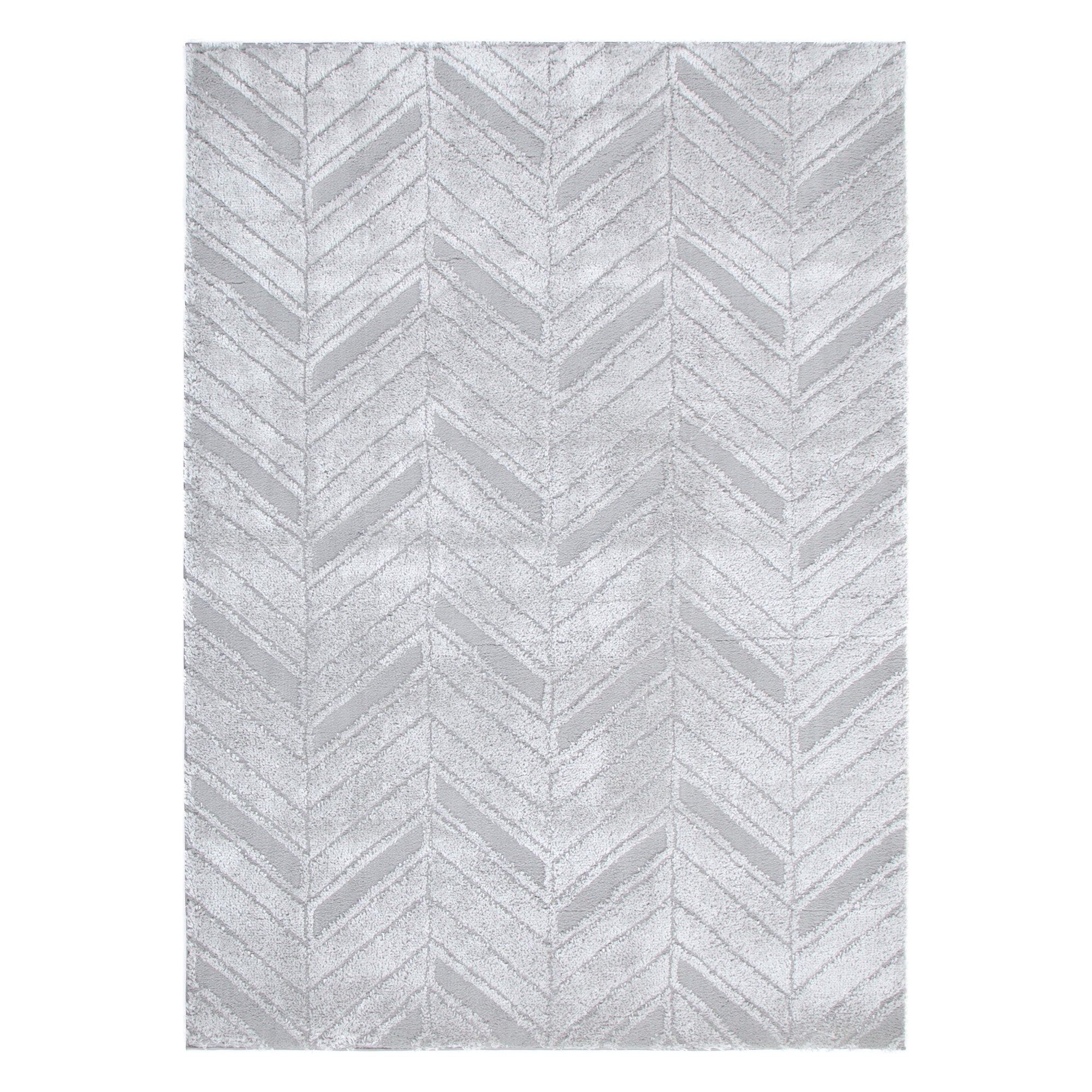 Pebble Chevron Silver Shag Rug