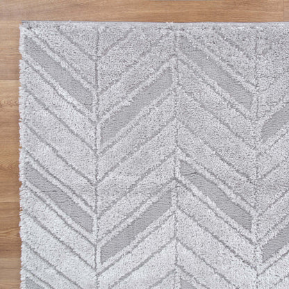 Pebble Chevron Silver Shag Rug