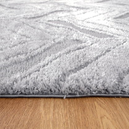 Pebble Chevron Silver Shag Rug