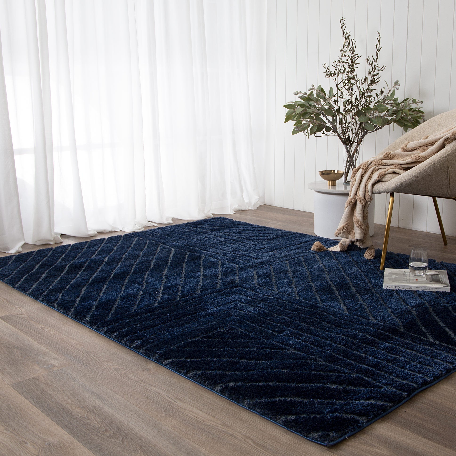 Pebble Modern Navy Shag Rug