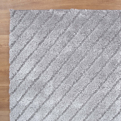 Pebble Modern Silver Shag Rug