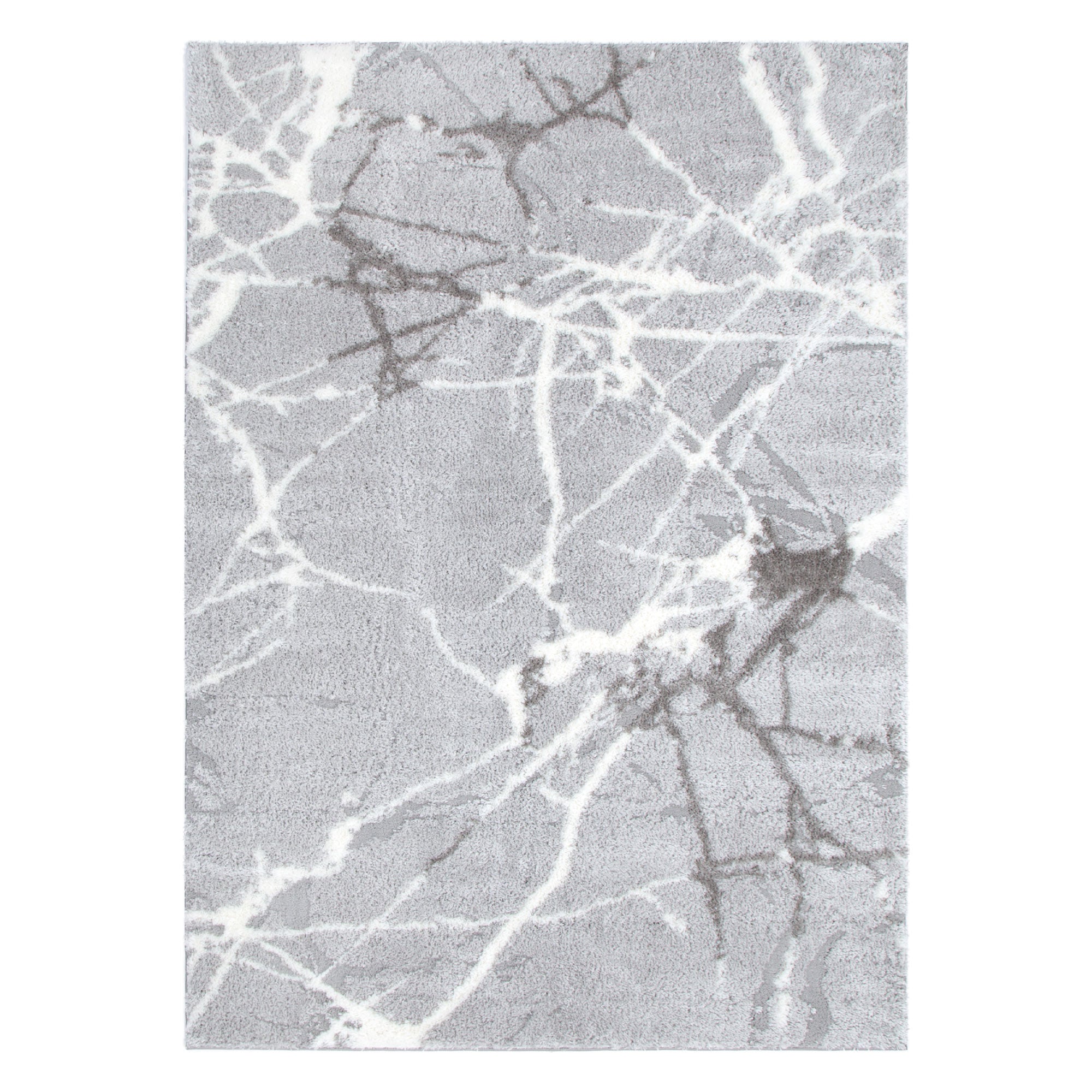 Pebble Abstract Silver Shag Rug