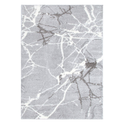 Pebble Abstract Silver Shag Rug