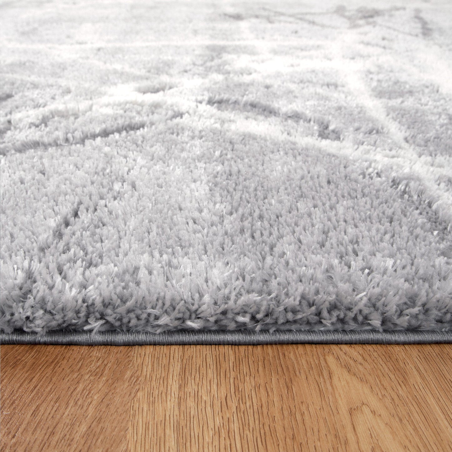 Pebble Abstract Silver Shag Rug