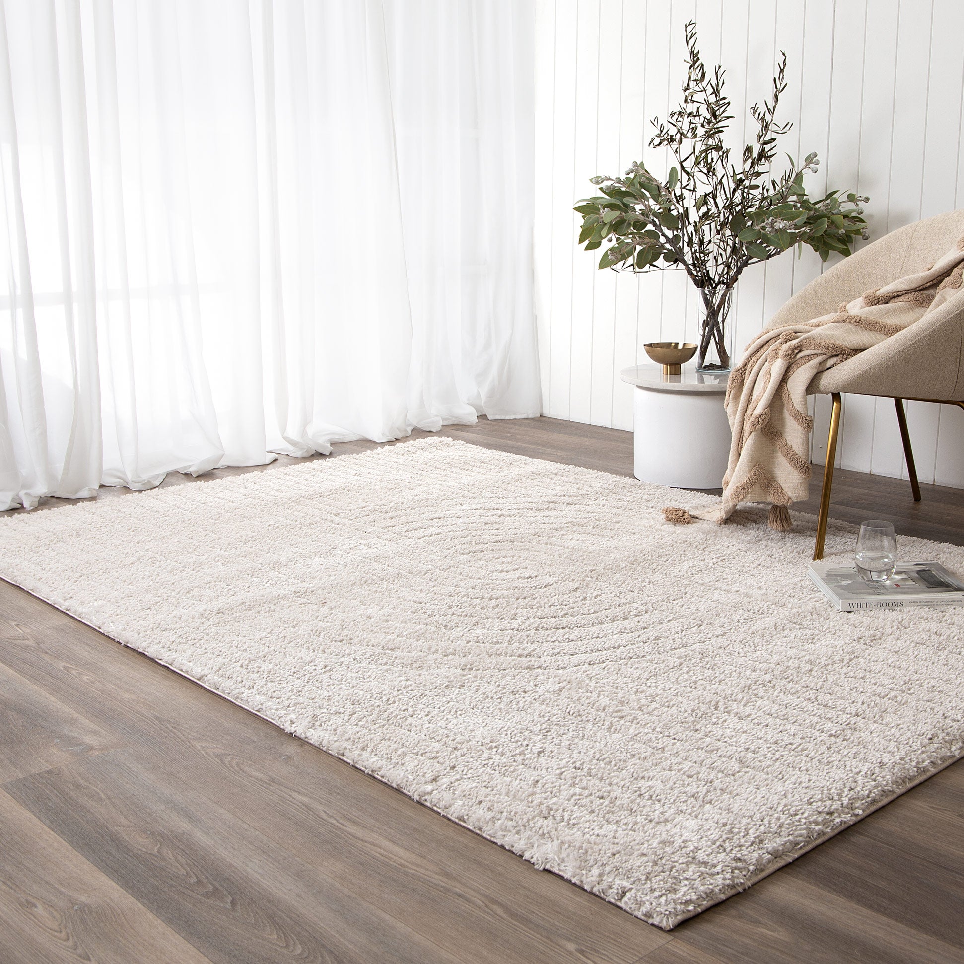 Pebble Dior Beige Shag Rug