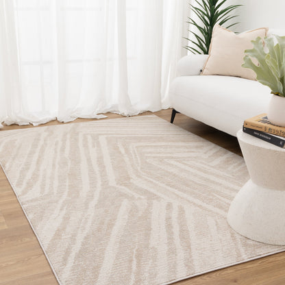 Solstice Geo Lines Beige Cream Rug - TOS1