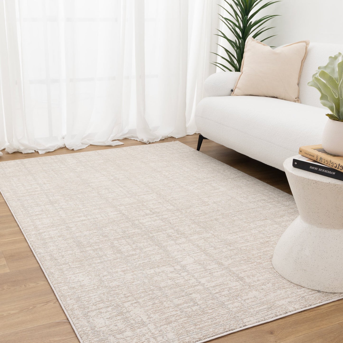 Solstice Distressed Lines Grey Beige Rug - TOS4
