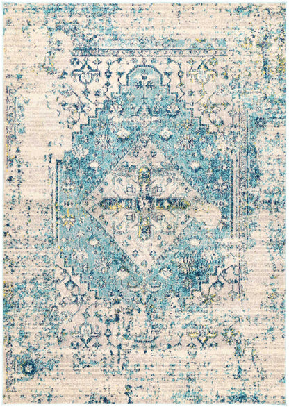 Zeyra Faded Cream & Blue Transitional Rug