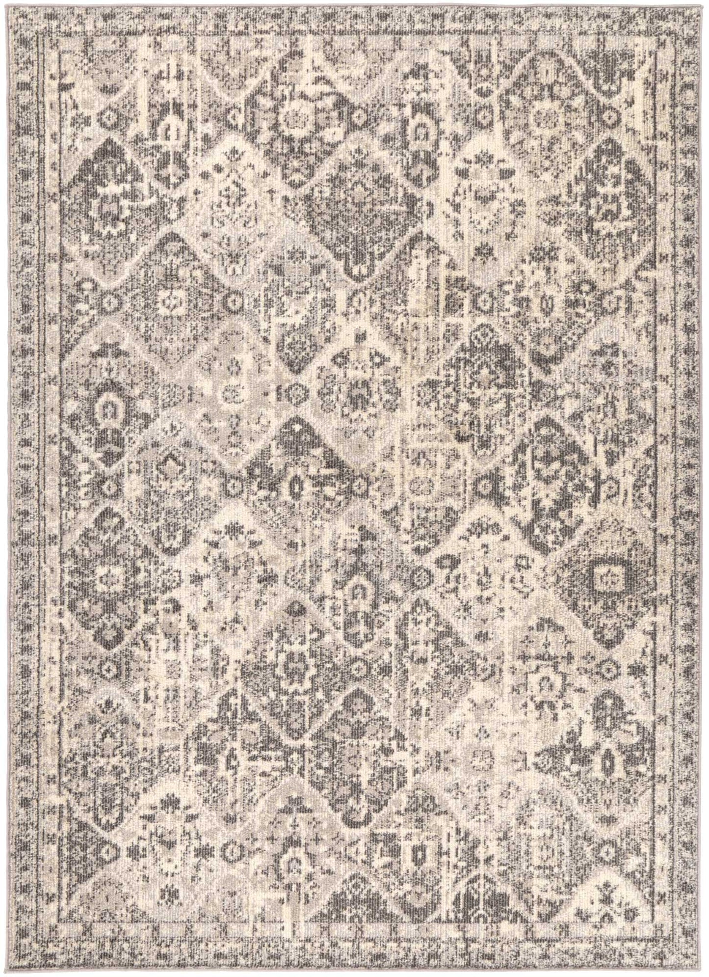 Zeyra Diamond Grey & Cream Transitional Rug