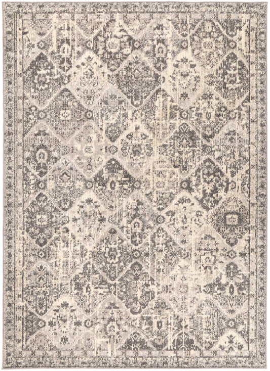 Zeyra Diamond Grey & Cream Transitional Rug