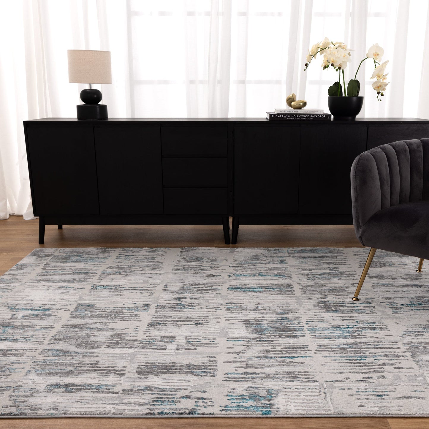 Canyon Abstract Grey Blue Rug